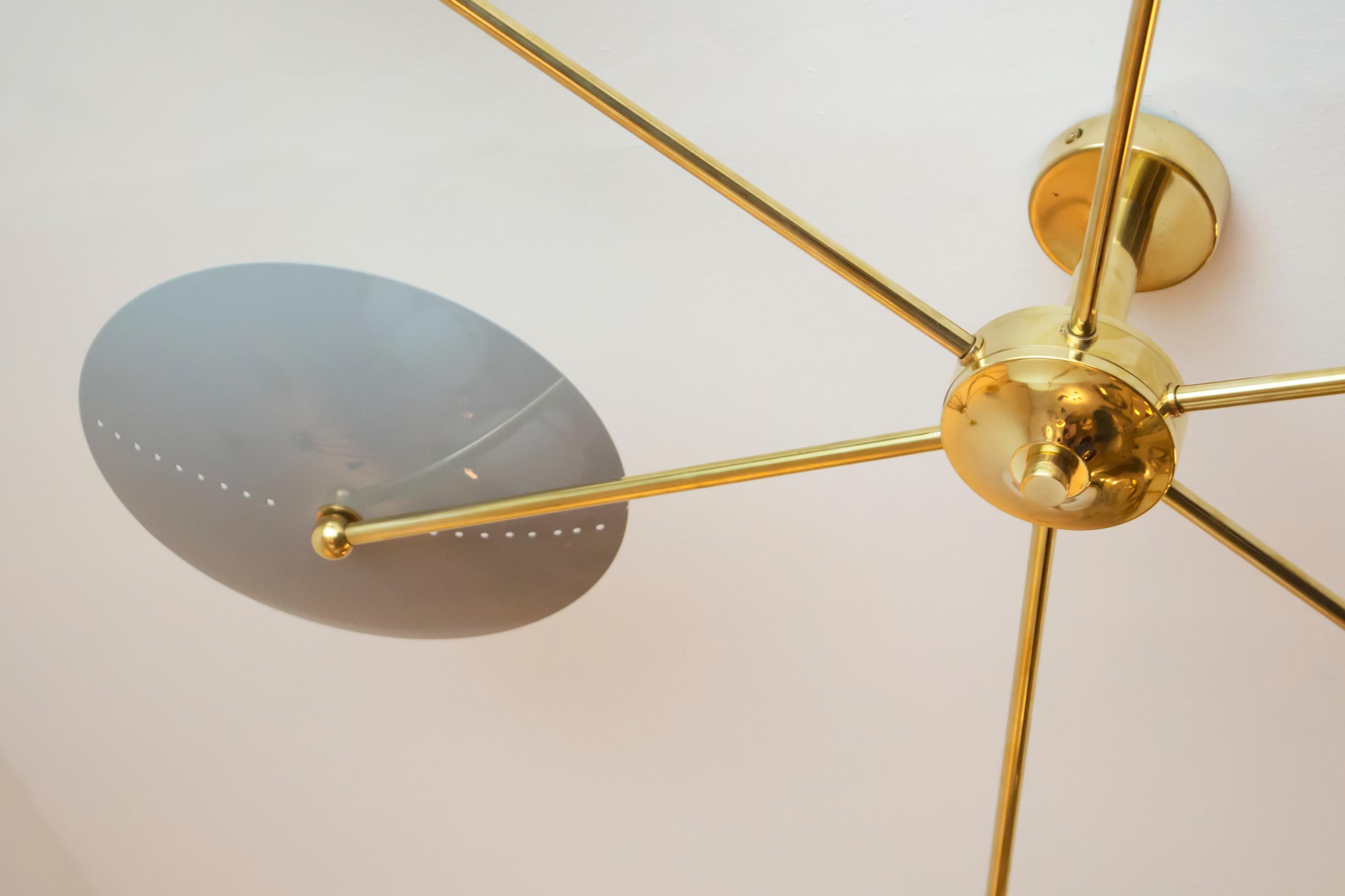 Italian Brass and Enamel Ceiling Mounted Light 1