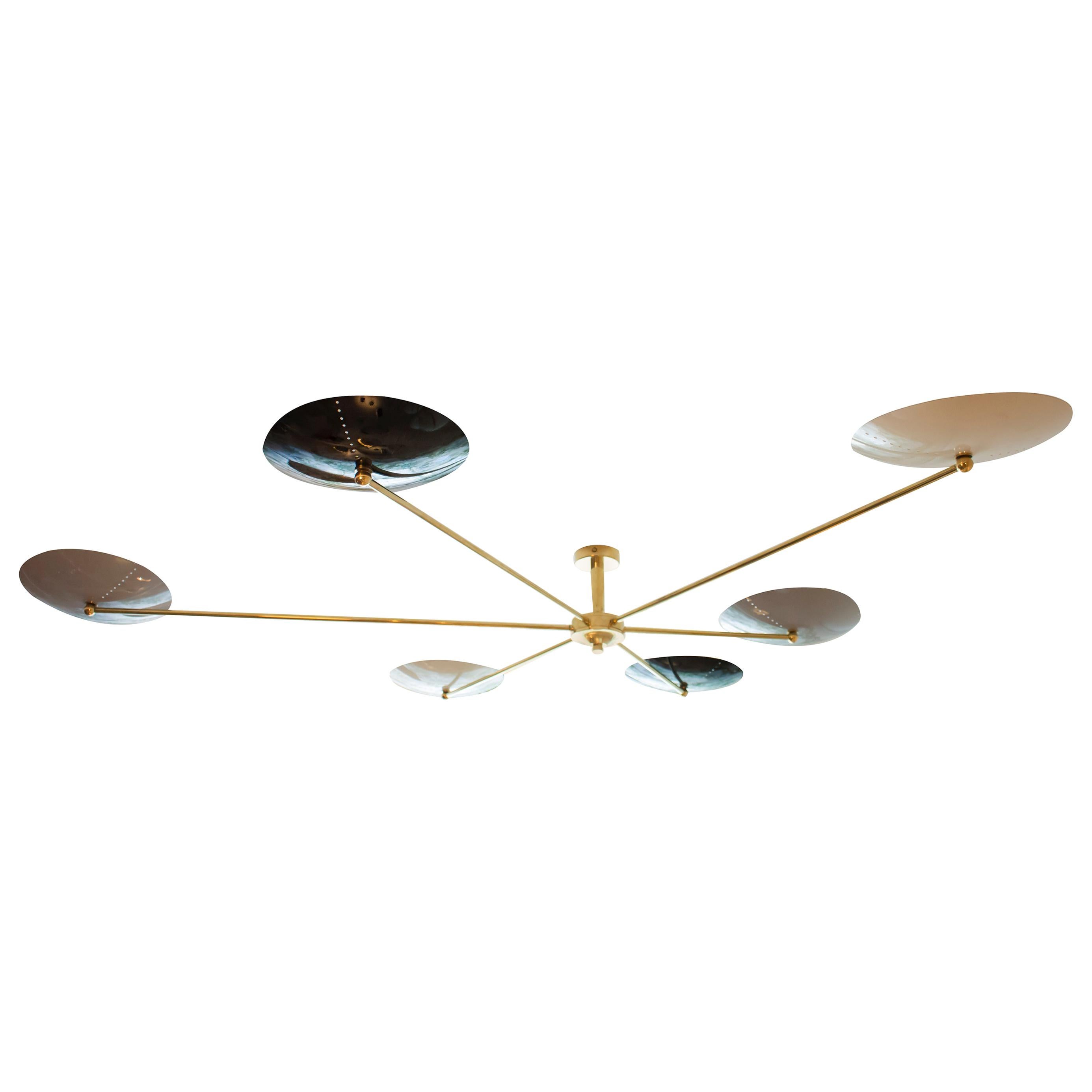 Italian Brass and Enamel Ceiling Mounted Light