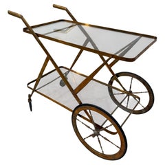 Italian Brass and Glass Bar Cart, 1960s