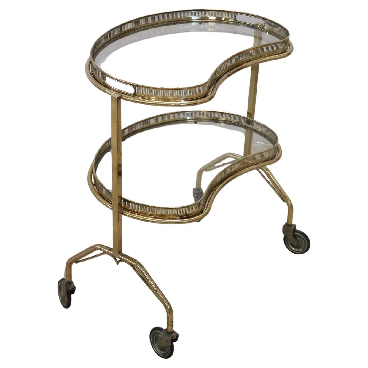 Italian Brass and Glass Bar Cart, 1980s Equipped with Tray For Sale