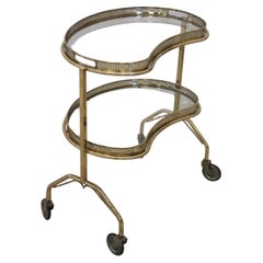 Italian Brass and Glass Bar Cart, 1980s Equipped with Tray