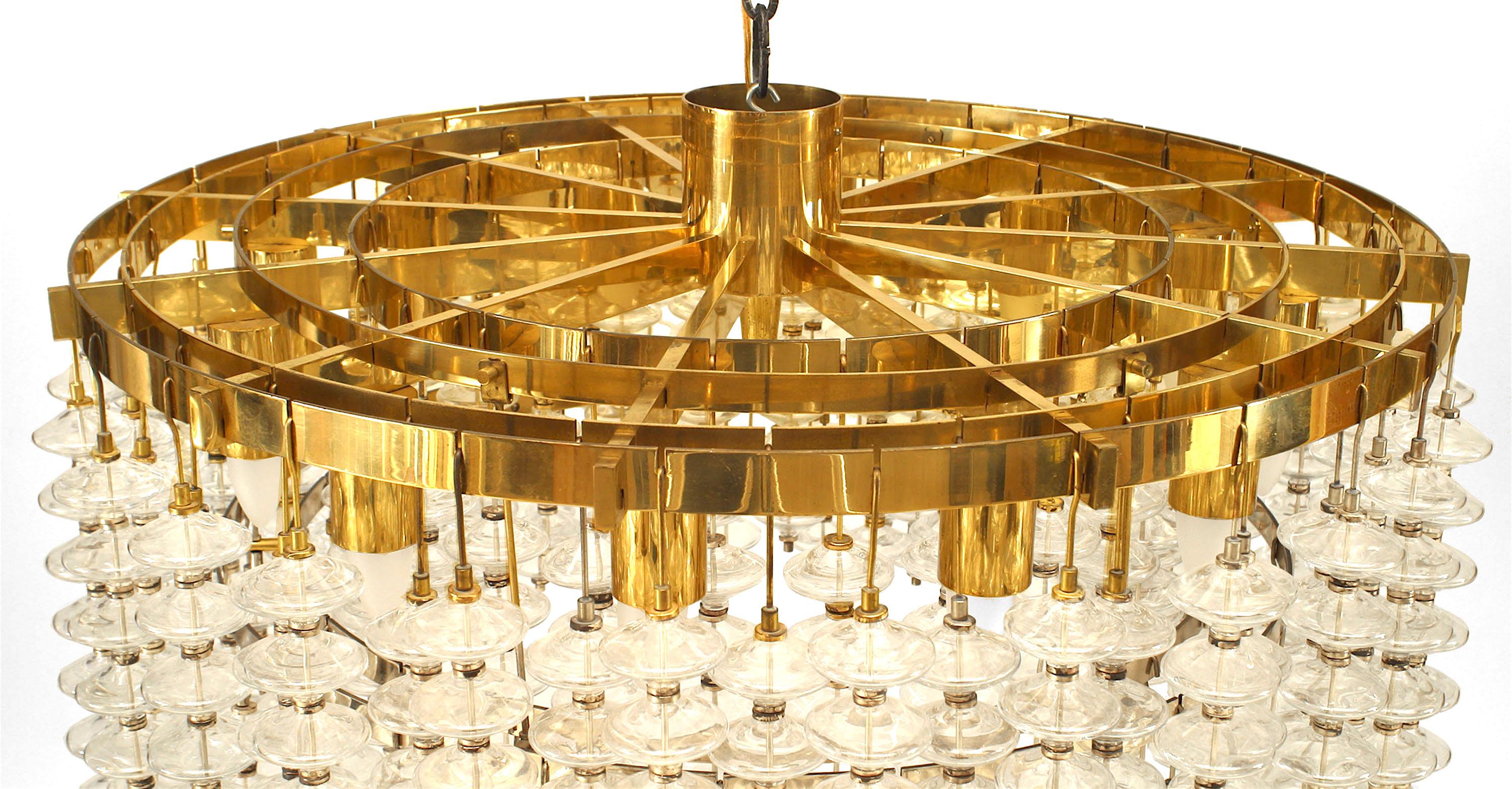 Mid-Century Modern Italian Brass and Glass Bubble Chandeliers