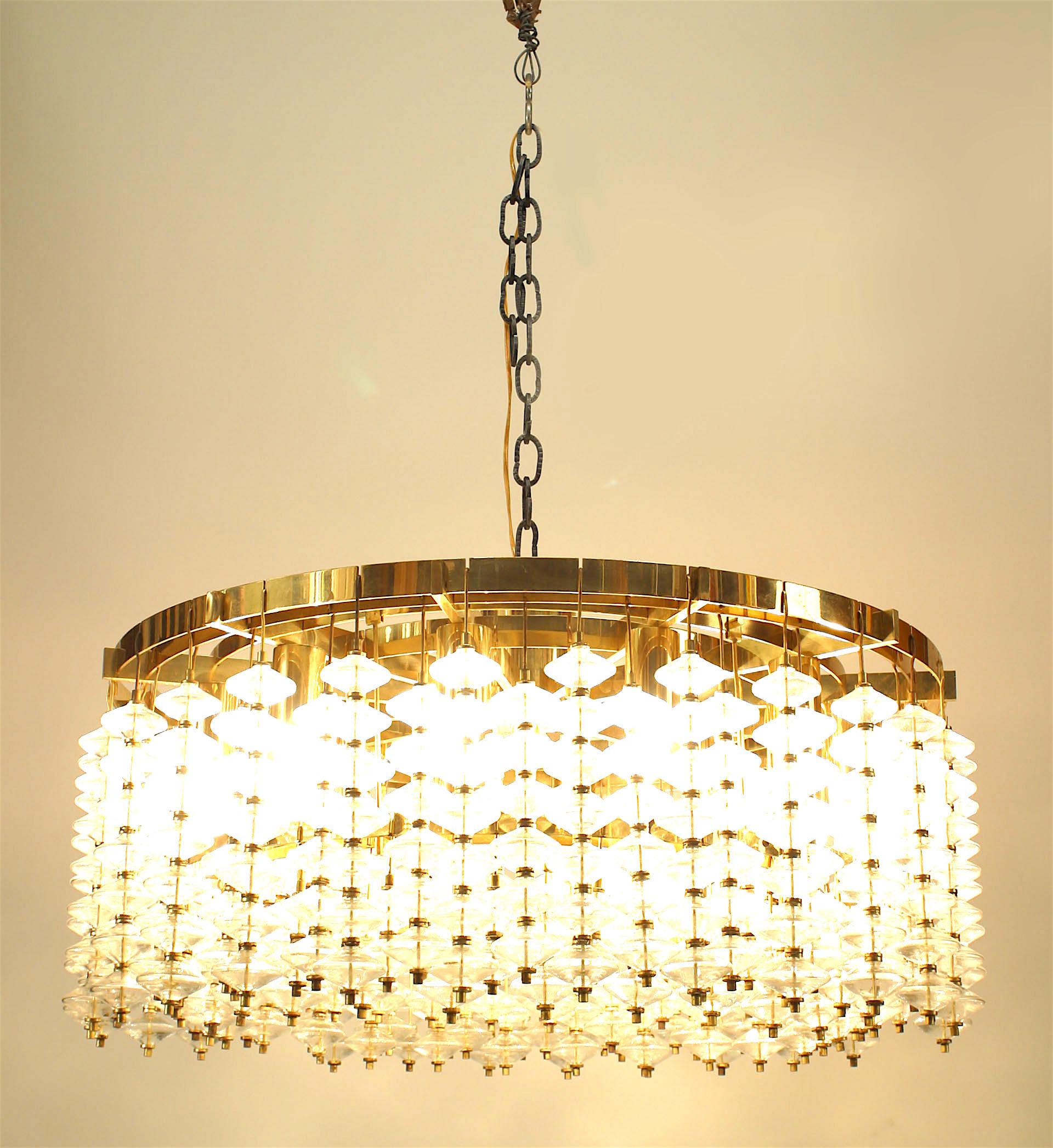Contemporary Italian Brass and Glass Bubble Chandeliers