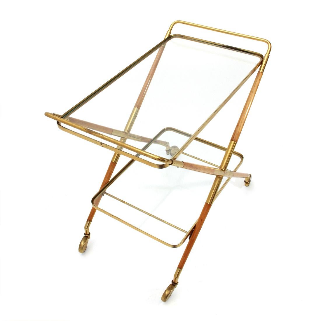 Italian Brass and Glass Cart, 1950s 1