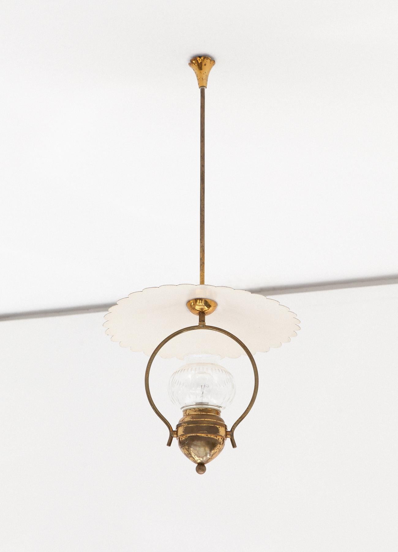 Italian Brass and Glass Chandelier, 1940s In Good Condition In Rome, IT