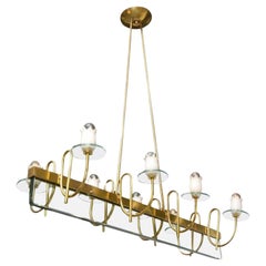 Vintage Italian brass and glass chandelier 1960s