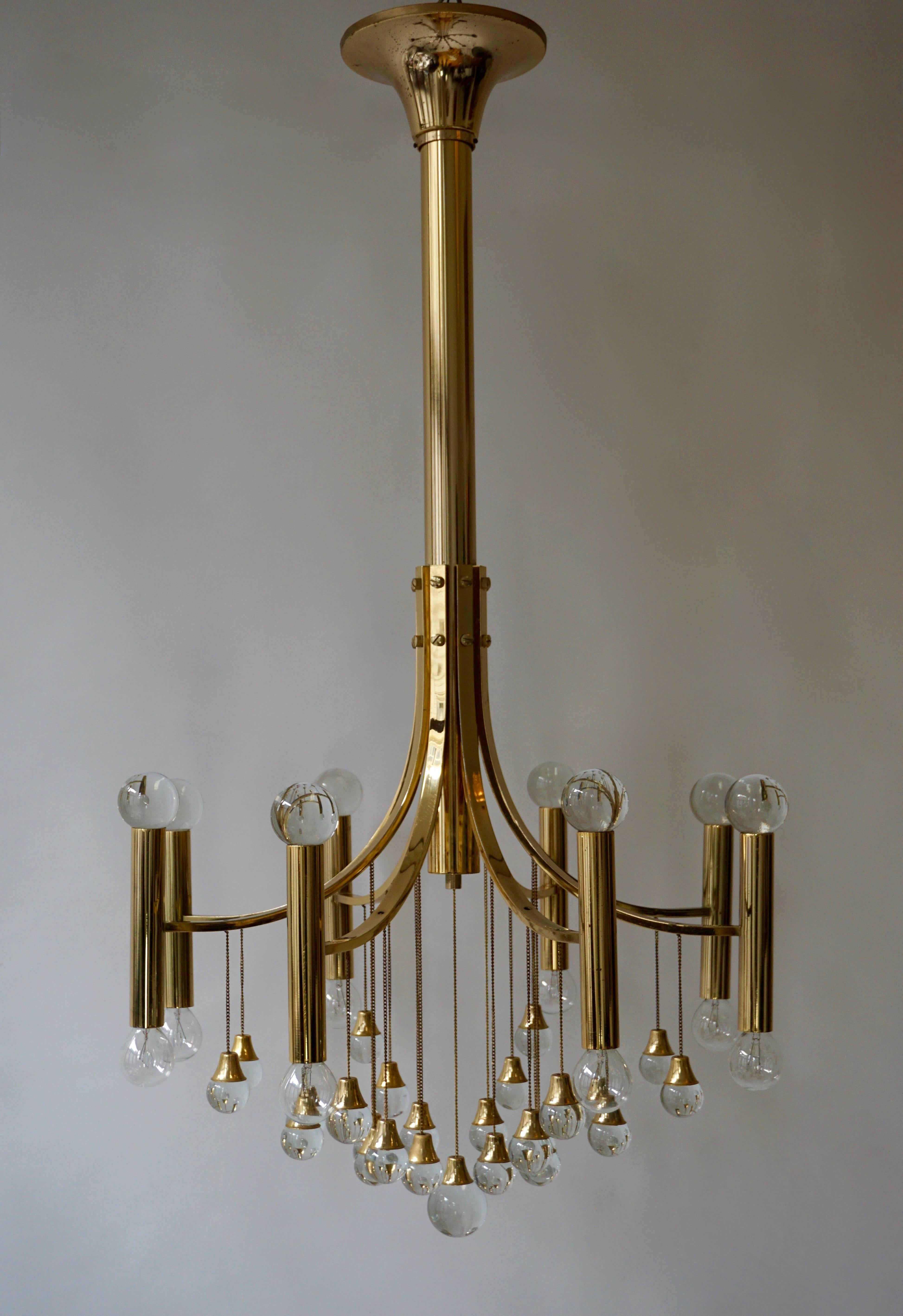 20th Century Italian Brass and Glass Chandelier by Sciolari