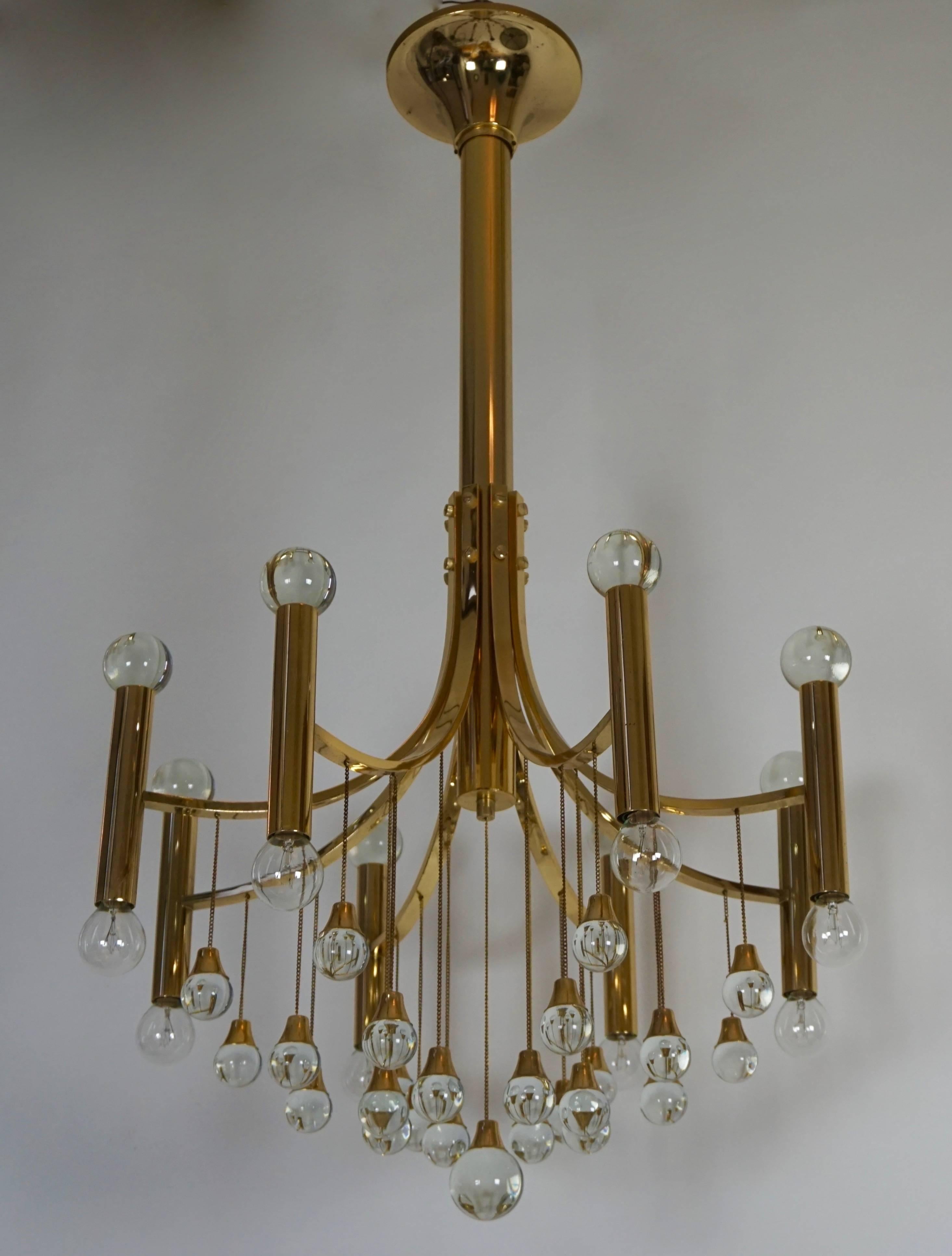 Italian Brass and Glass Chandelier by Sciolari 2