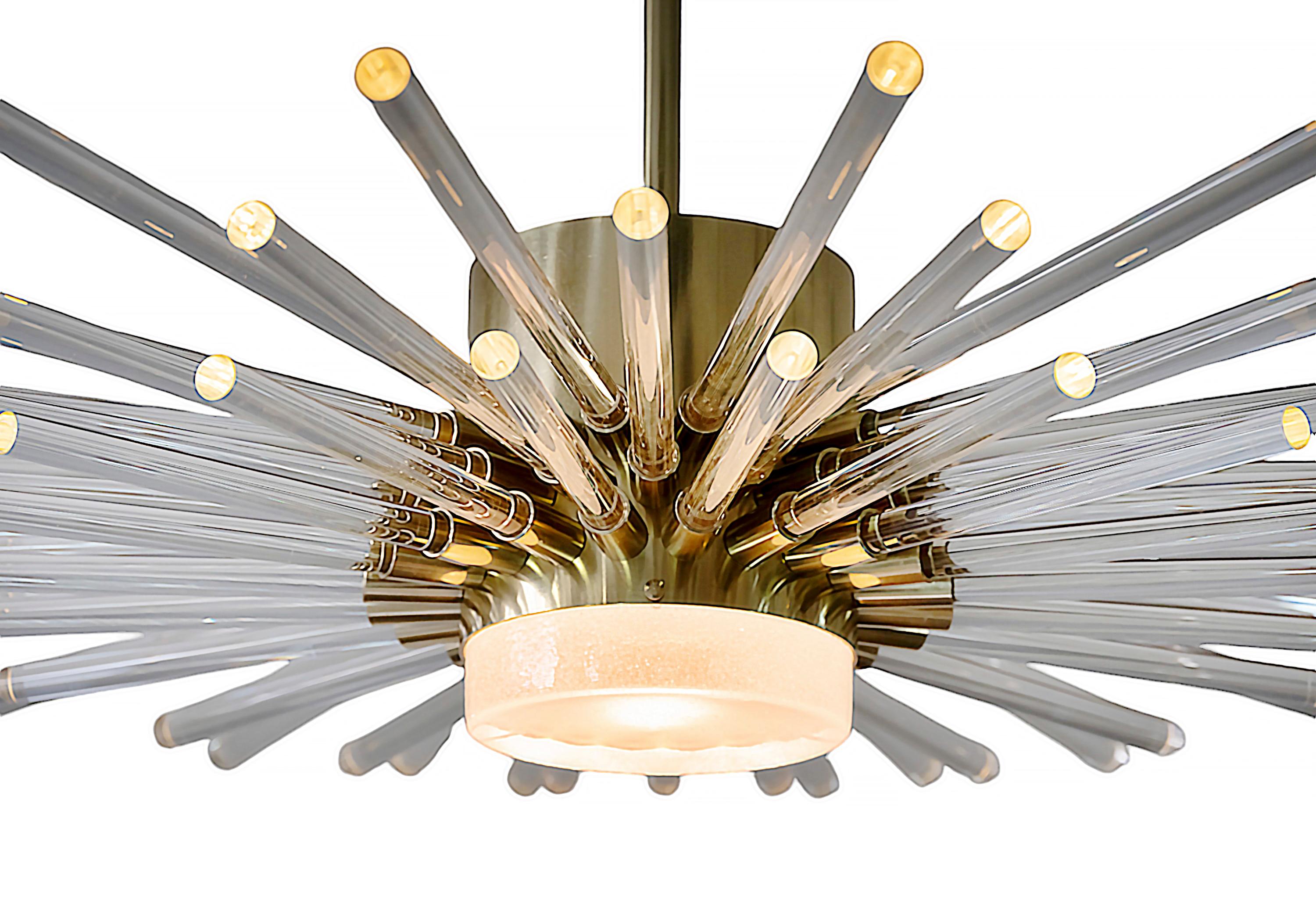 Italian Brass and Glass Chandelier For Sale 1