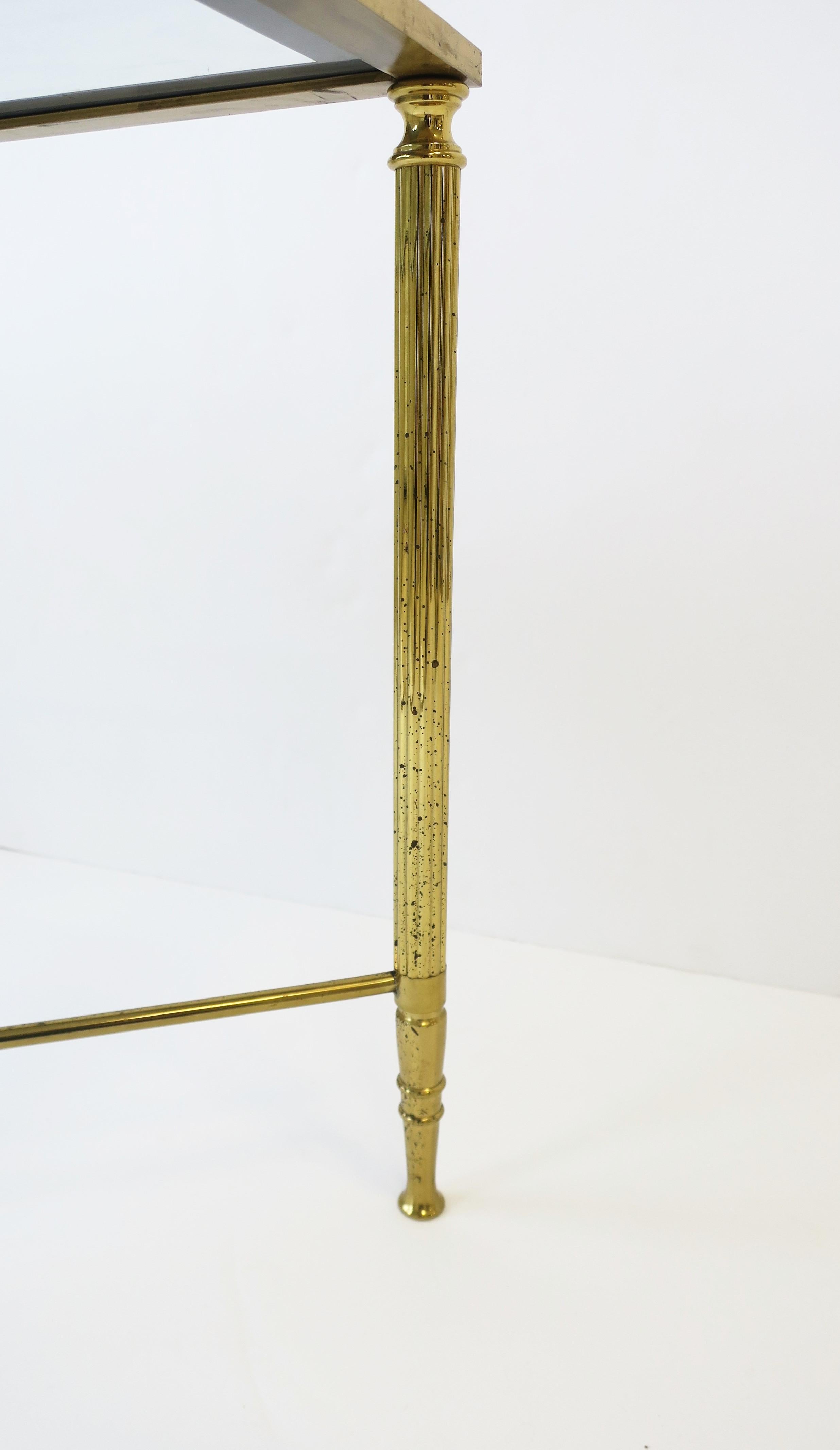 Brass and Glass Coffee Cocktail Table Directoire Style, circa 1960s 9