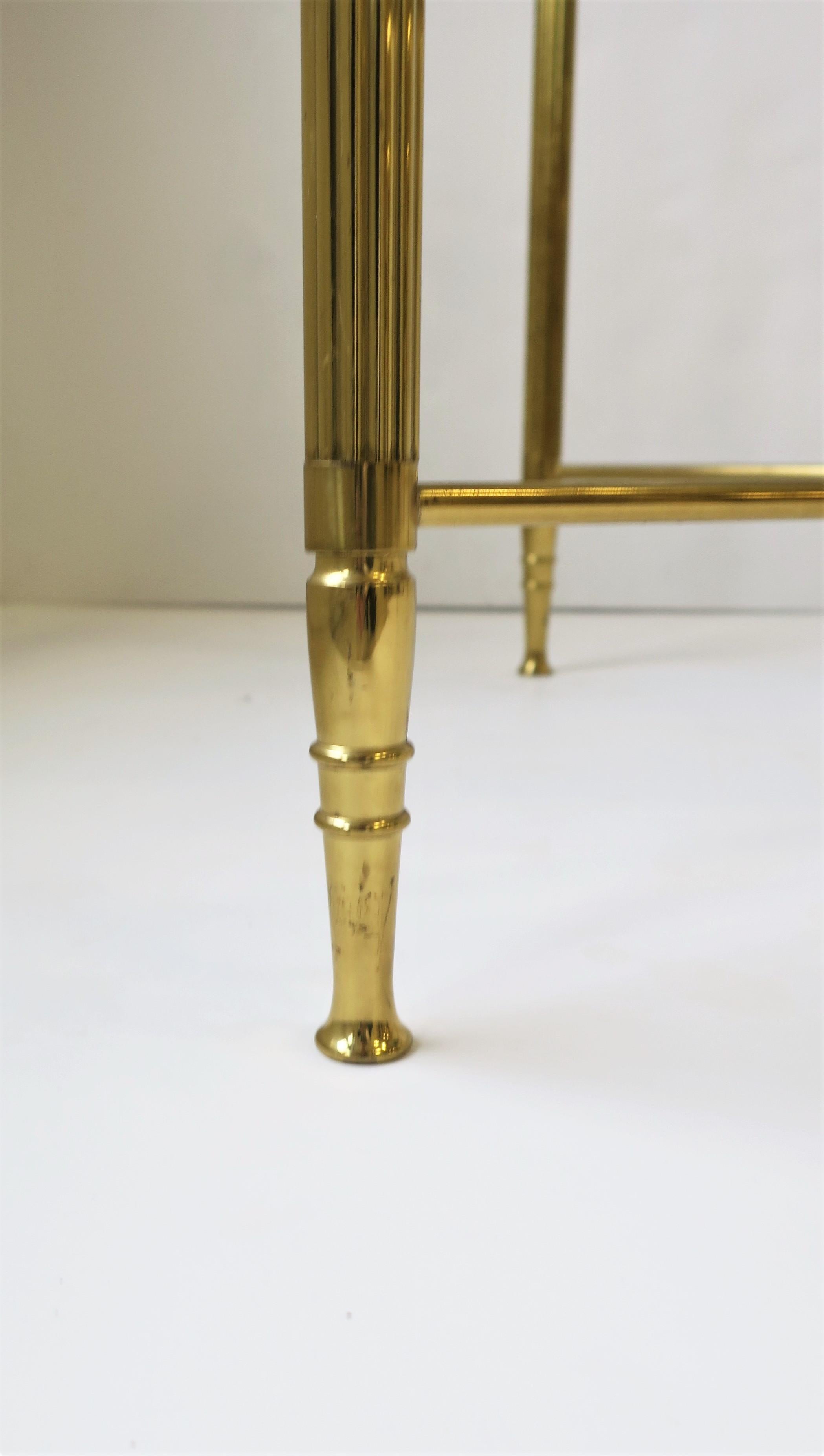 Brass and Glass Coffee Cocktail Table Directoire Style, circa 1960s 11