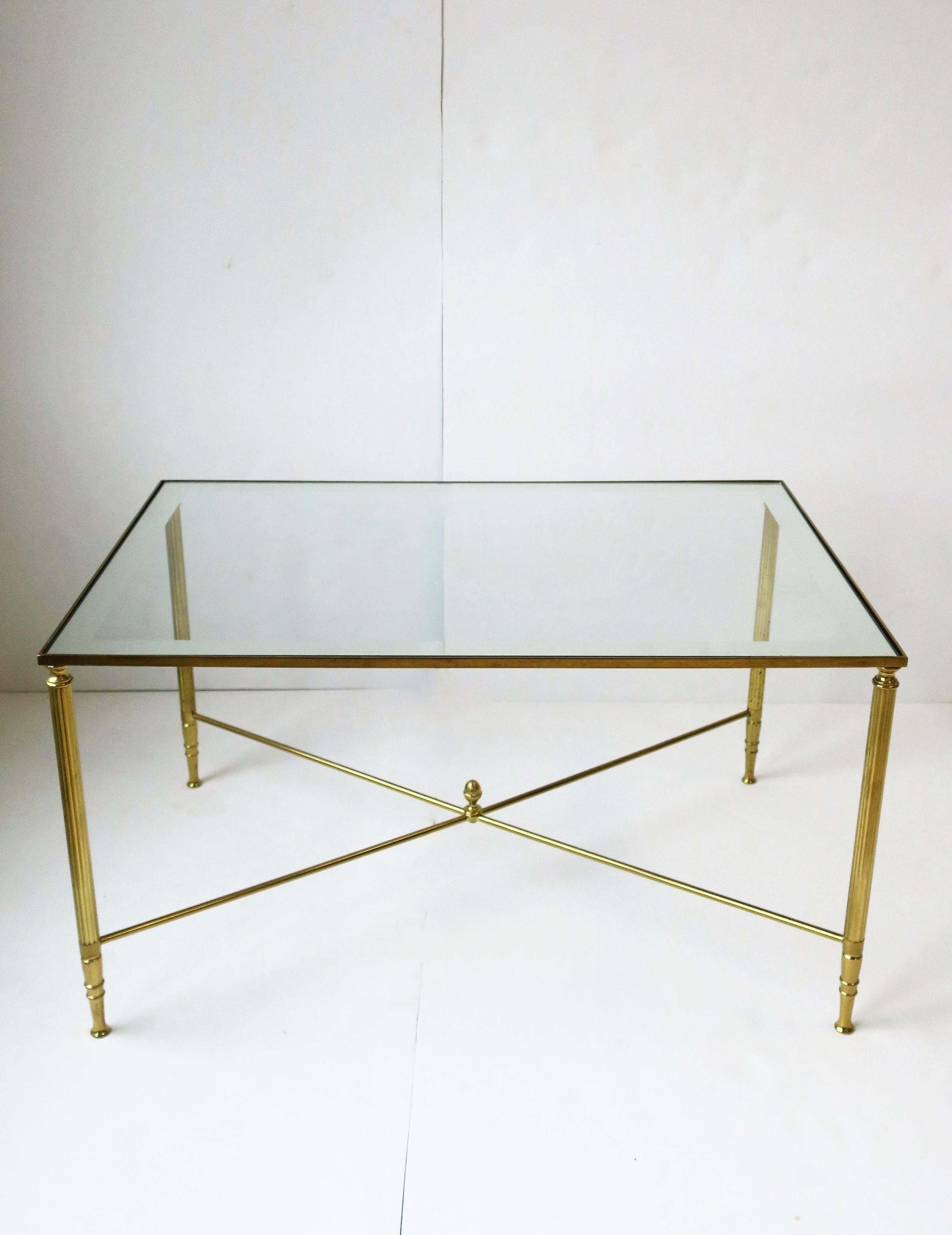 Unknown Brass and Glass Coffee Cocktail Table Directoire Style, circa 1960s