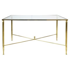 Italian Directoire Style Brass and Glass Coffee Cocktail Table, 1960s