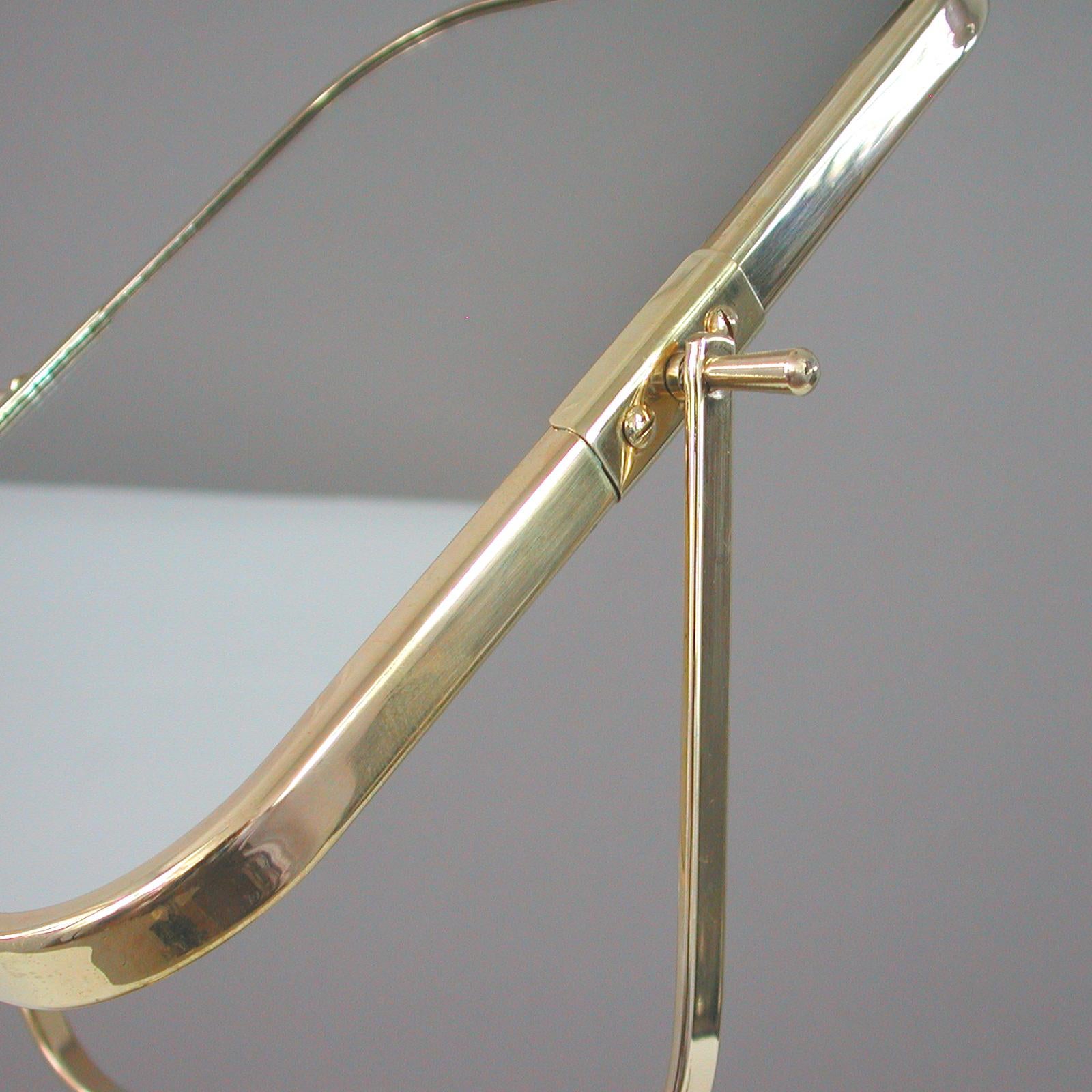 Italian Brass and Glass Double Sided Table Mirror 1950s, Fontana Arte Style 7