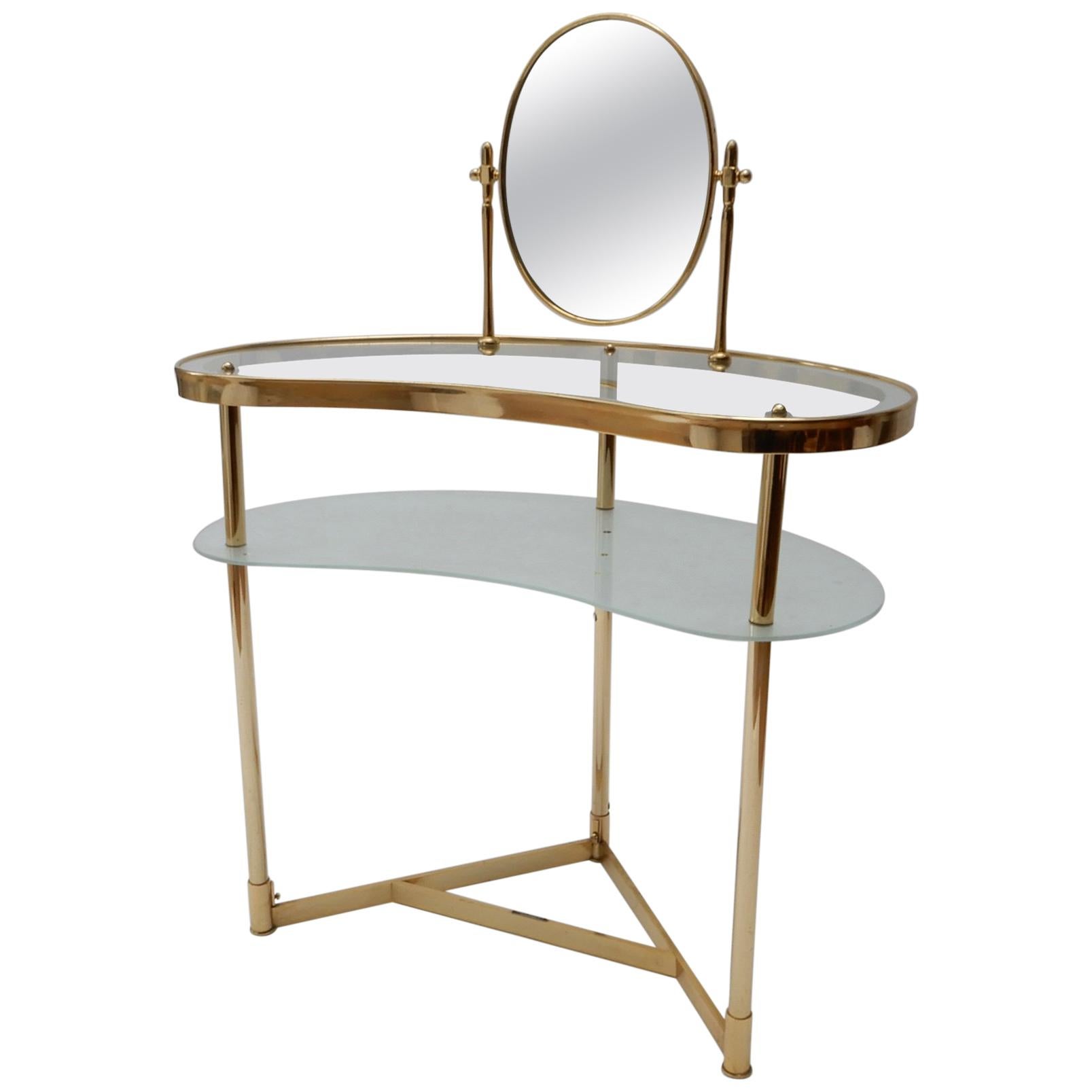Italian Brass and Glass Dressing/Vanity Table, 1950s at 1stDibs
