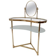 Italian Brass and Glass Dressing/Vanity Table, 1950s