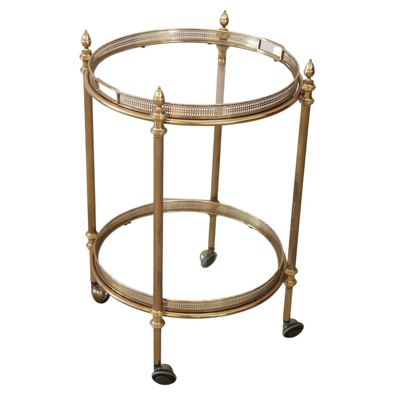 Italian Brass and Glass Drinks Trolley or Bar Cart, 1980s Equipped with Tray