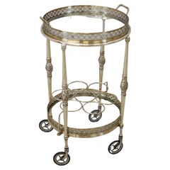 Vintage Italian Brass and Glass Drinks Trolley or Bar Cart, 1980s Equipped with Tray