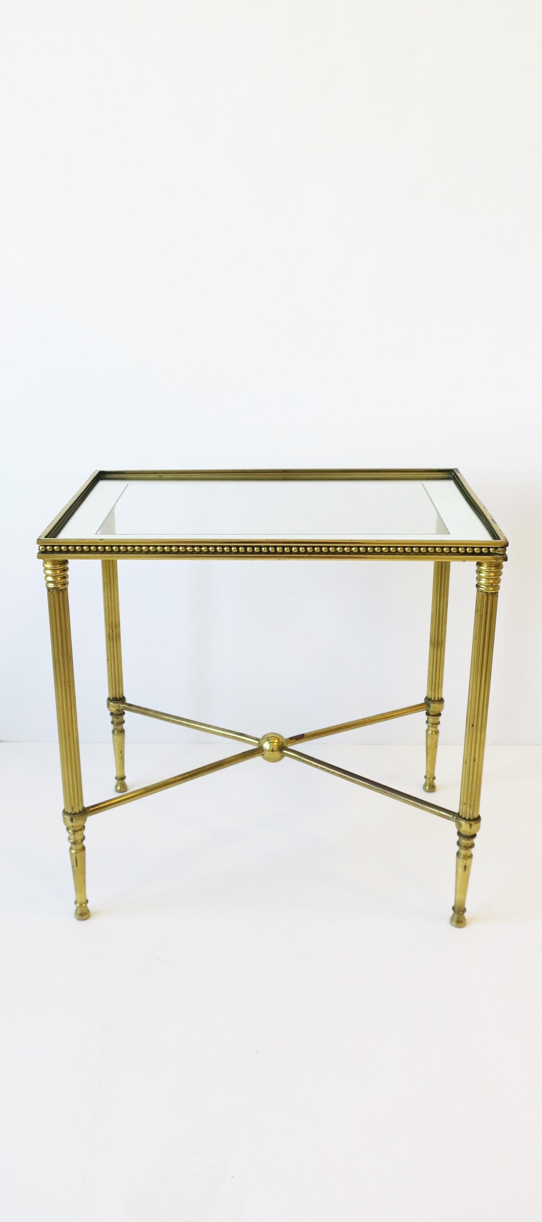 Directoire Italian Brass and Glass End or Side Table in the Style of Jansen