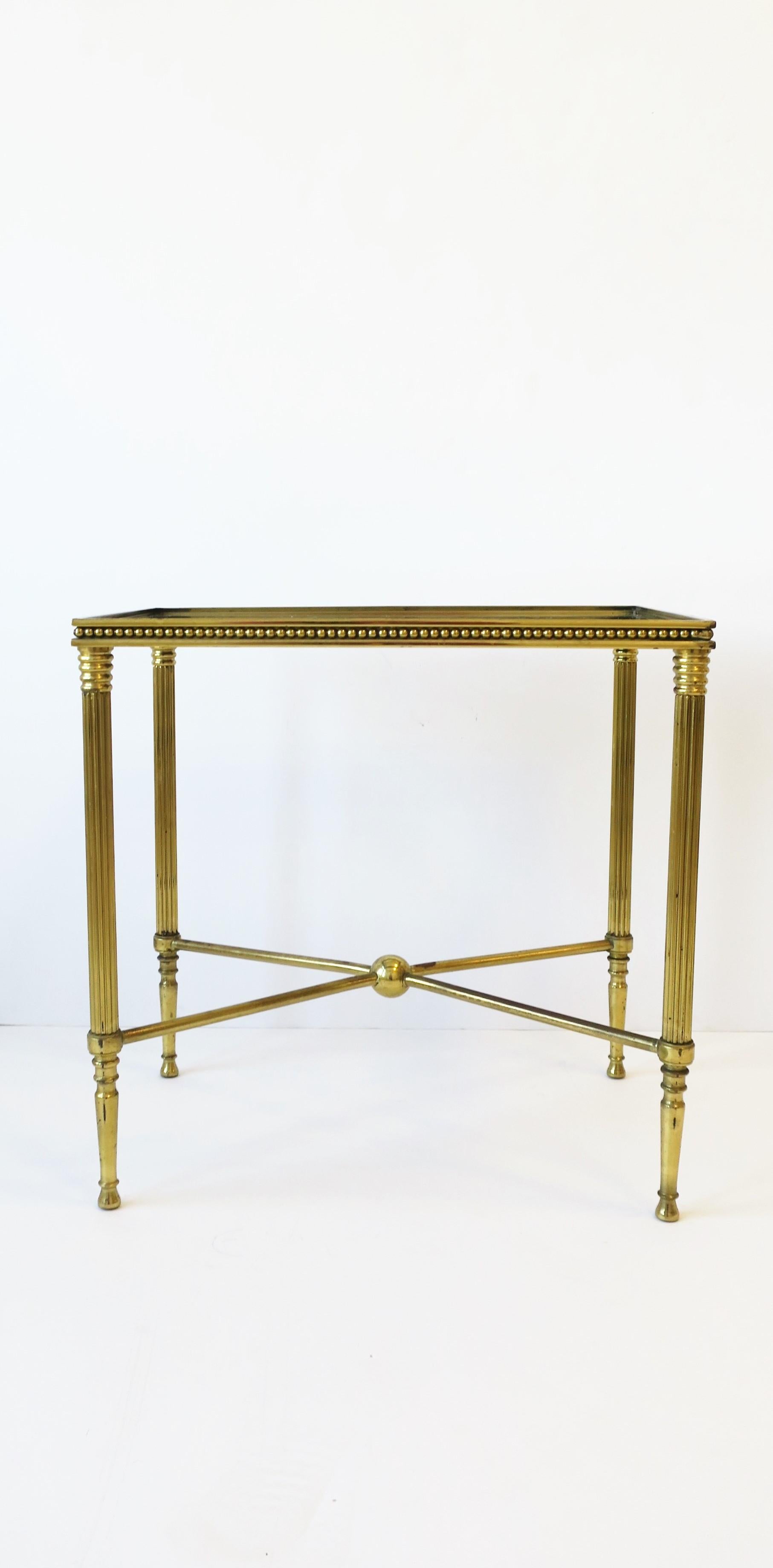 Italian Brass and Glass End or Side Table in the Style of Jansen In Good Condition In New York, NY