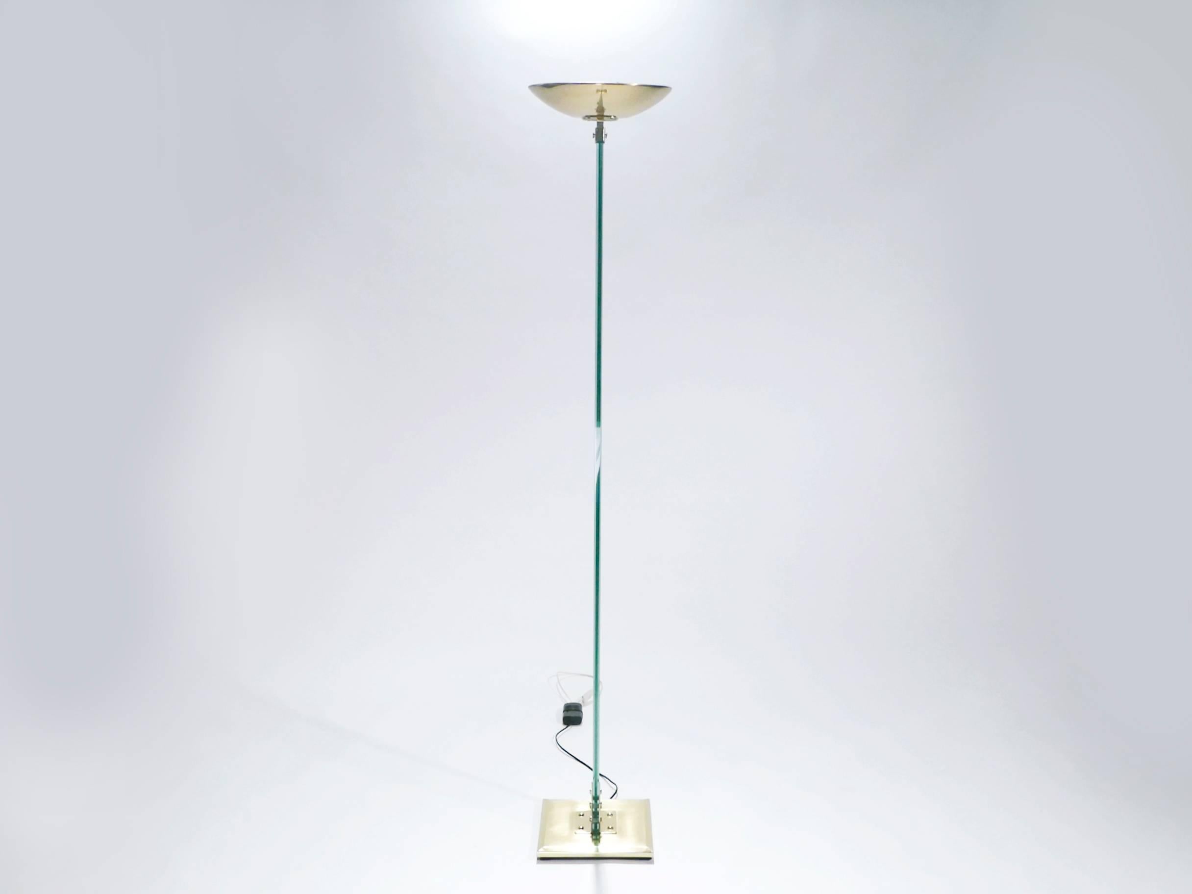 Mid-Century Modern Italian Brass and Glass Floor Lamp, 1970s