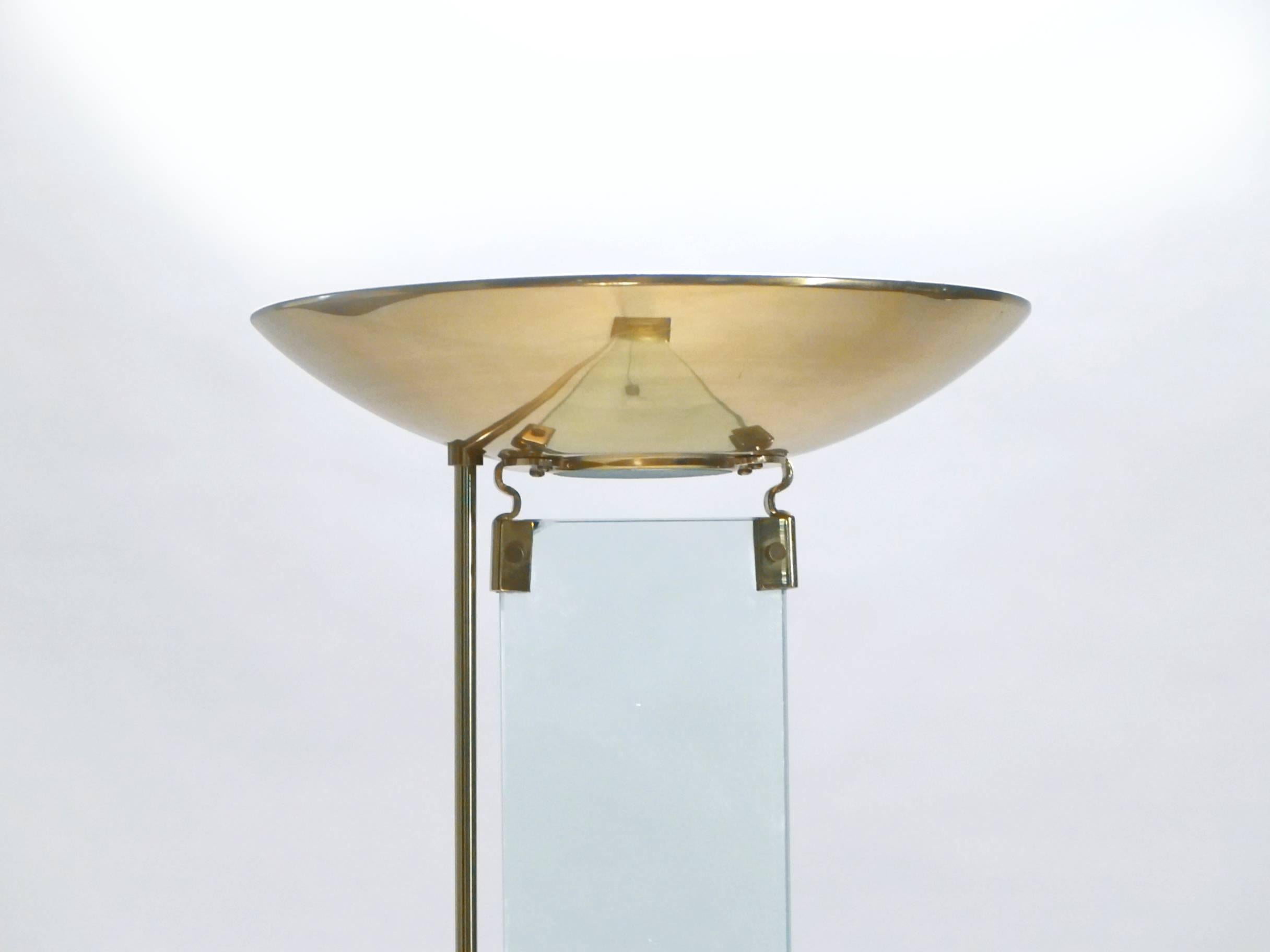 Italian Brass and Glass Floor Lamp, 1970s In Excellent Condition In Paris, IDF