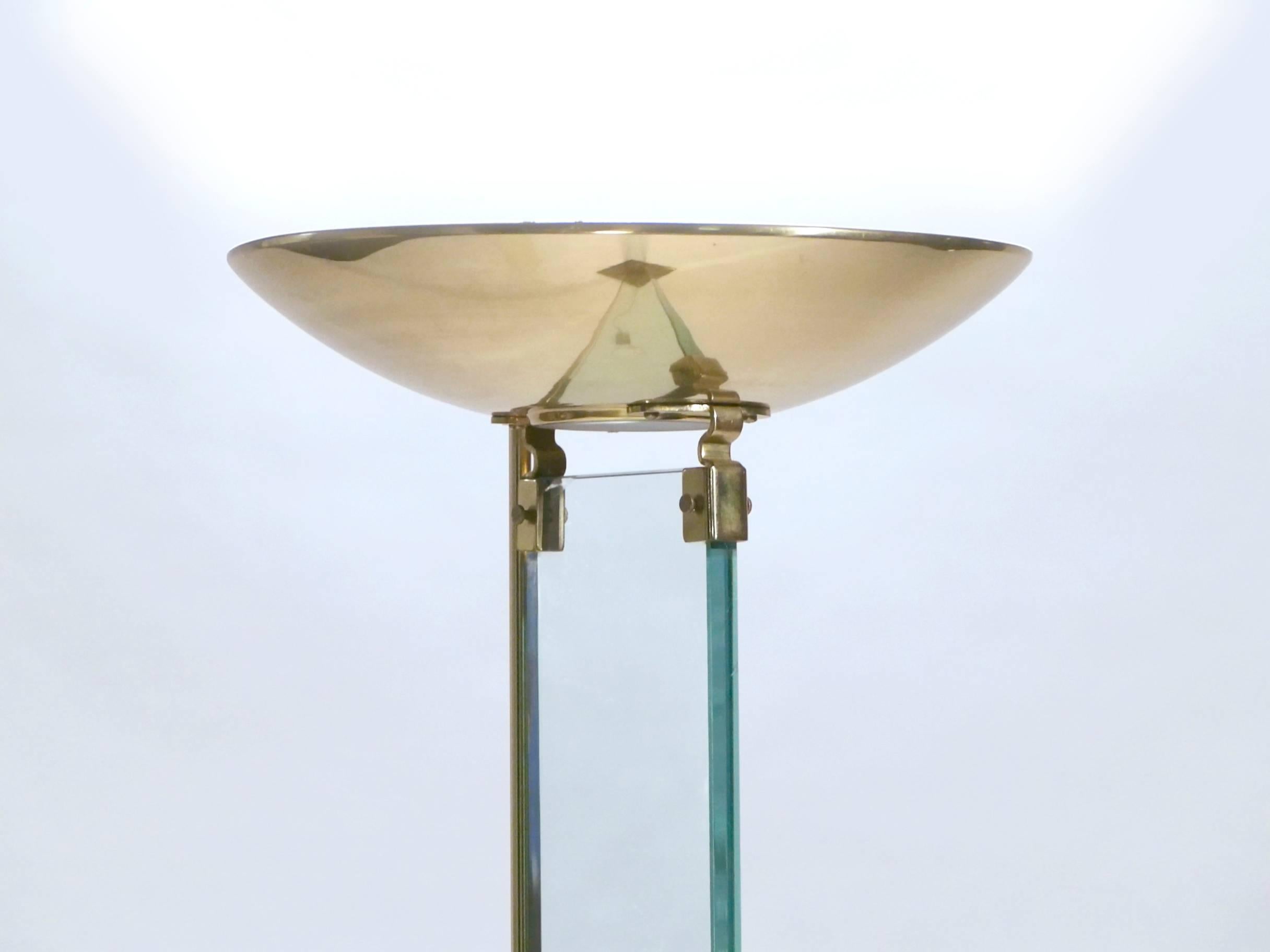 Late 20th Century Italian Brass and Glass Floor Lamp, 1970s