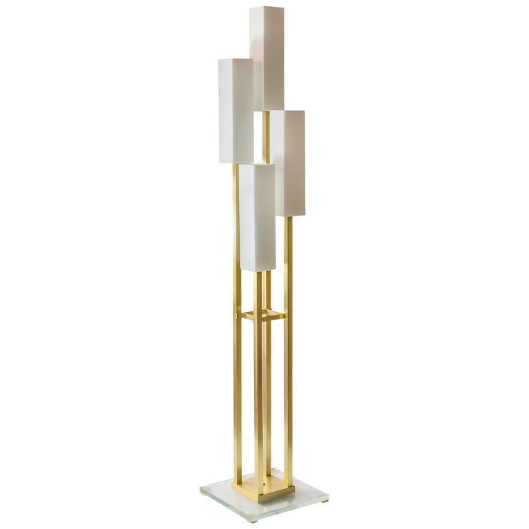 Italian Brass and Glass Floor Lamp For Sale at 1stDibs
