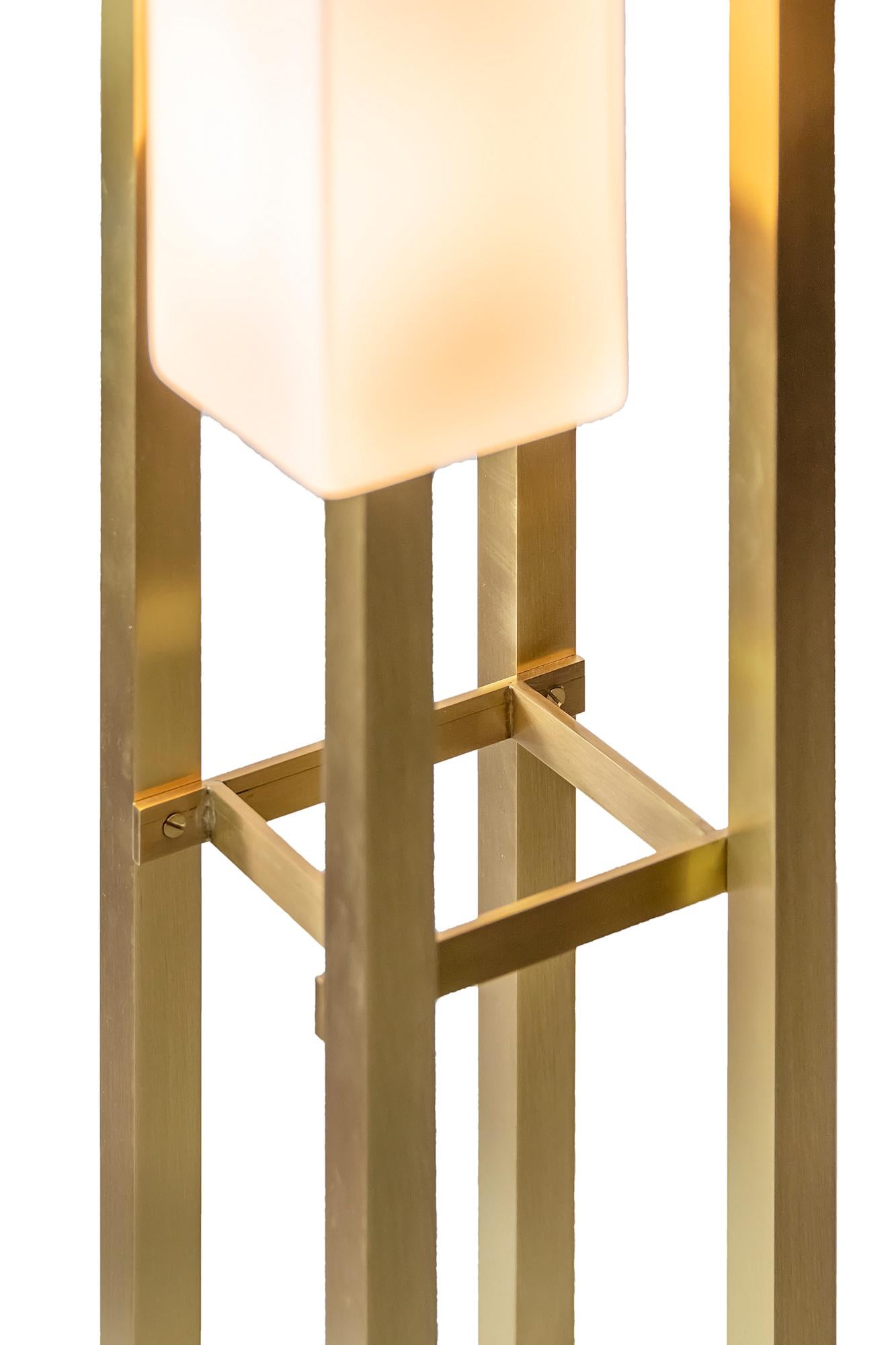 Contemporary Italian Brass and Glass Floor Lamp For Sale