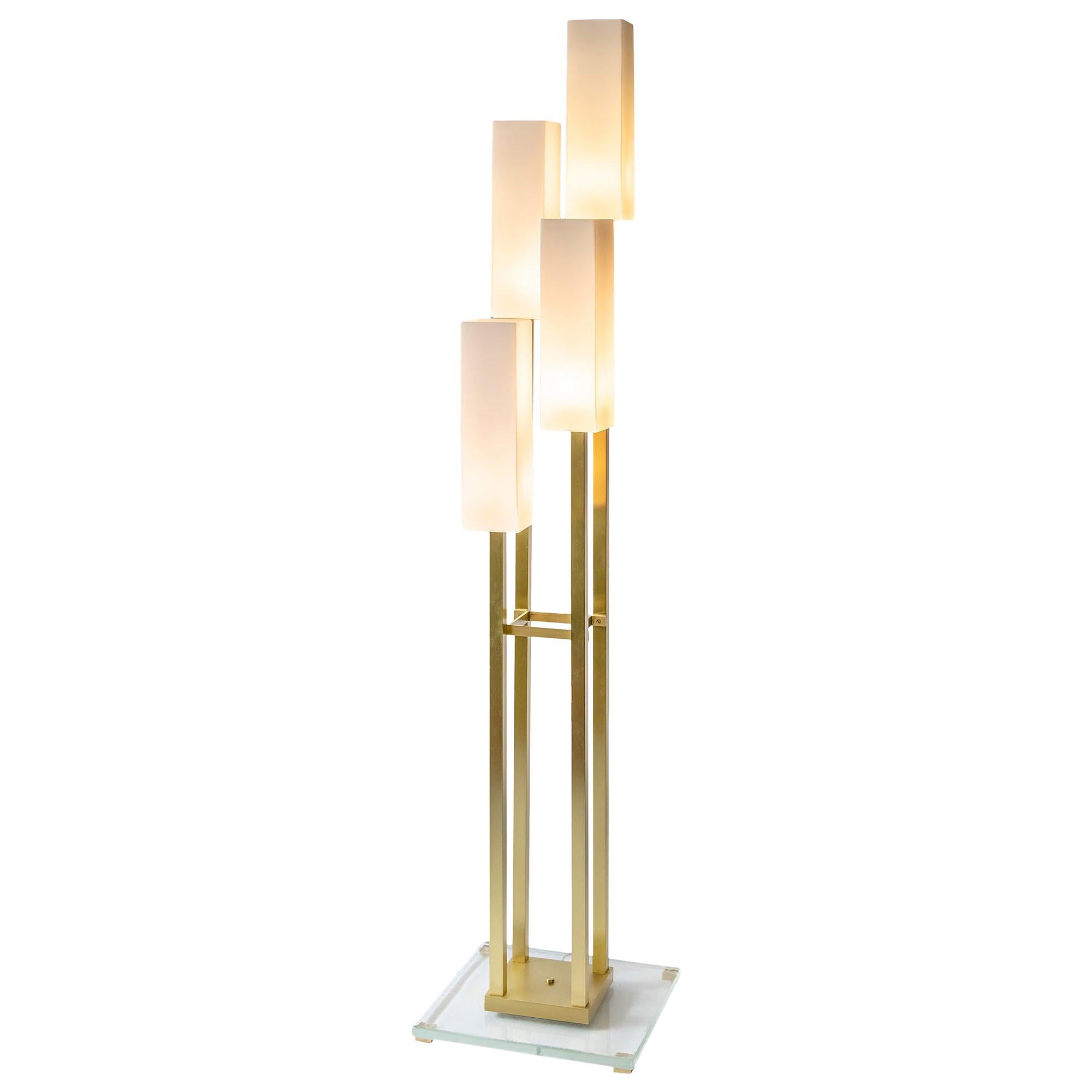 Italian Brass and Glass Floor Lamp