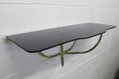 Italian Brass and Glass Hanging Shelf Osvaldo Borsani Style