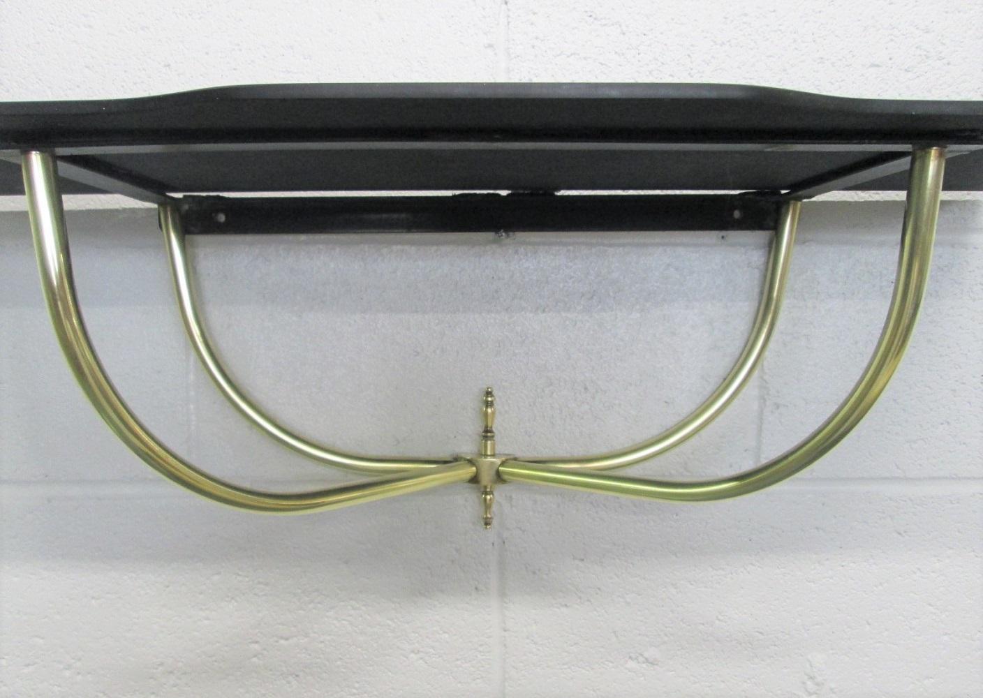 Italian Brass and Glass Hanging Shelf Osvaldo Borsani Style In Good Condition For Sale In New York, NY