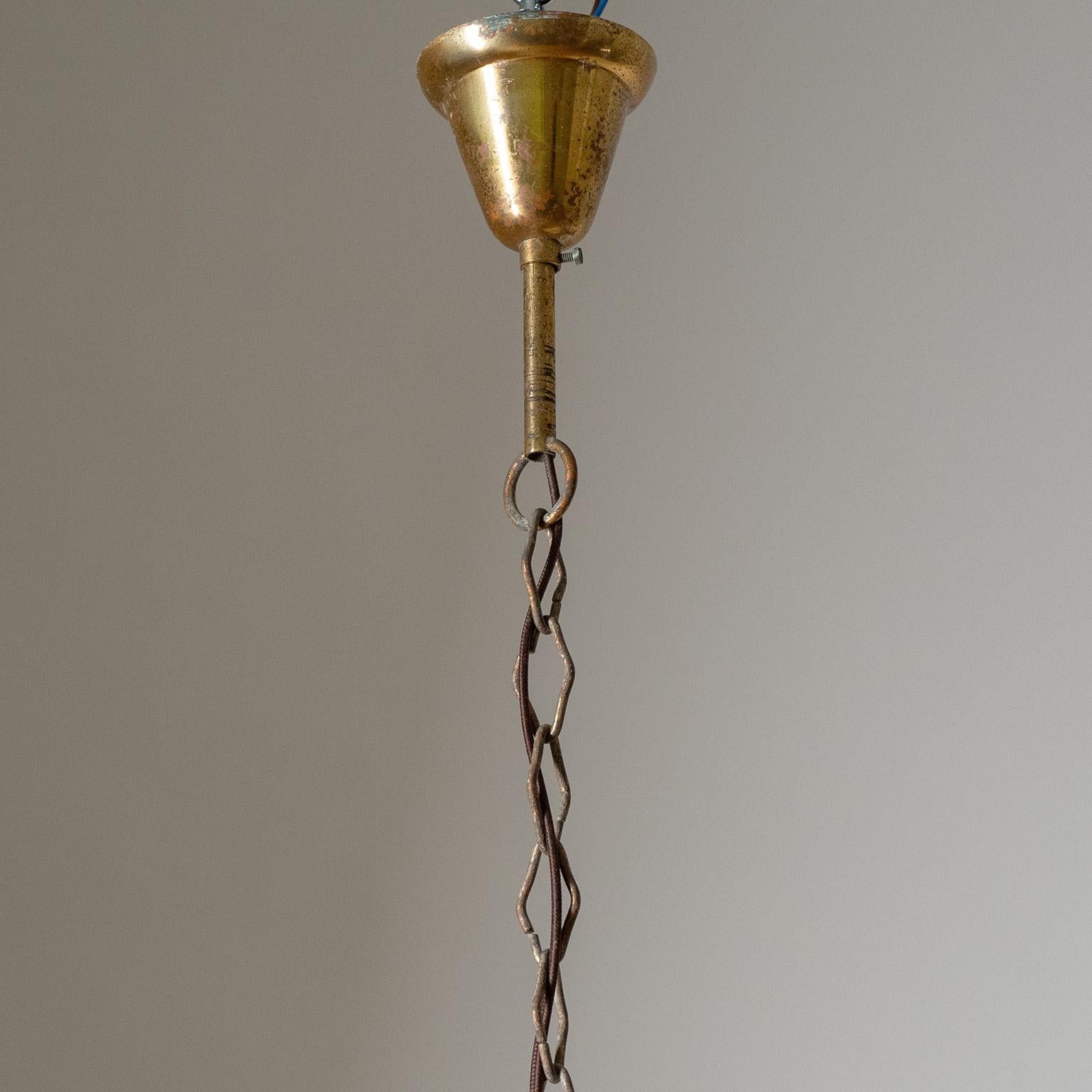 Italian Brass and Glass Lantern, 1940s 2