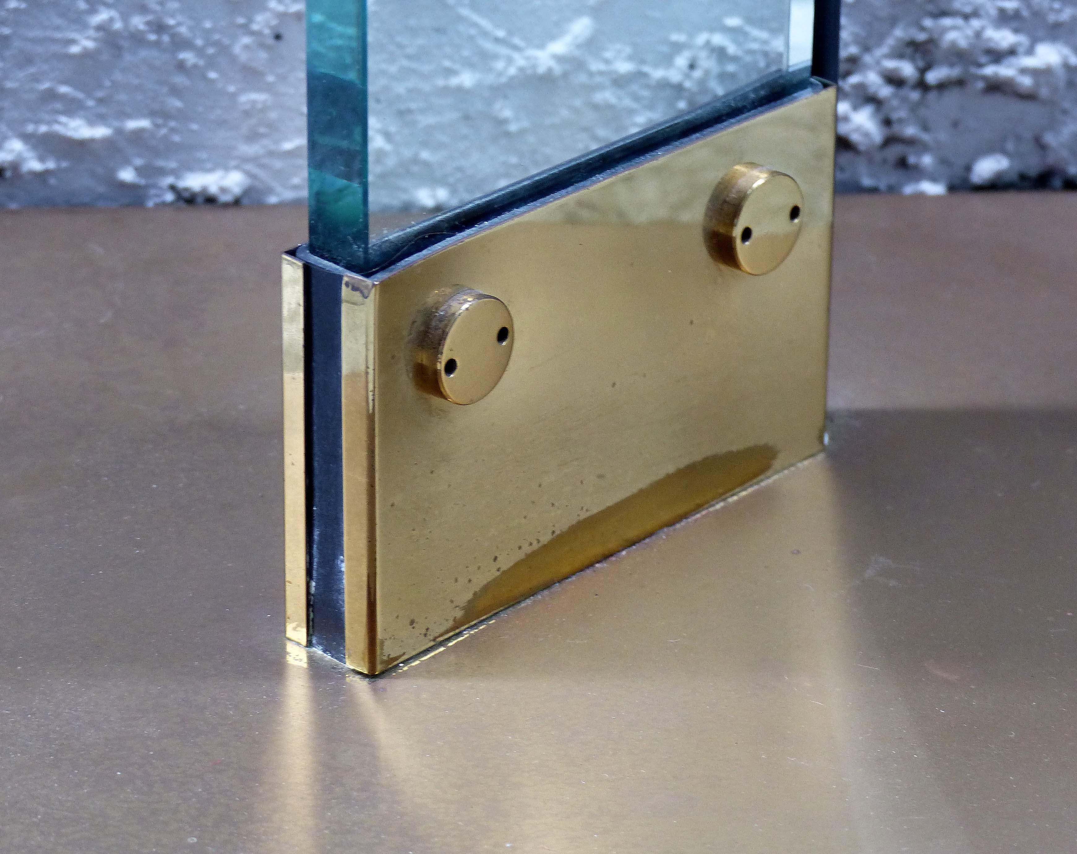 Lampadaire torchère italienne en laiton et verre Mid Century 4