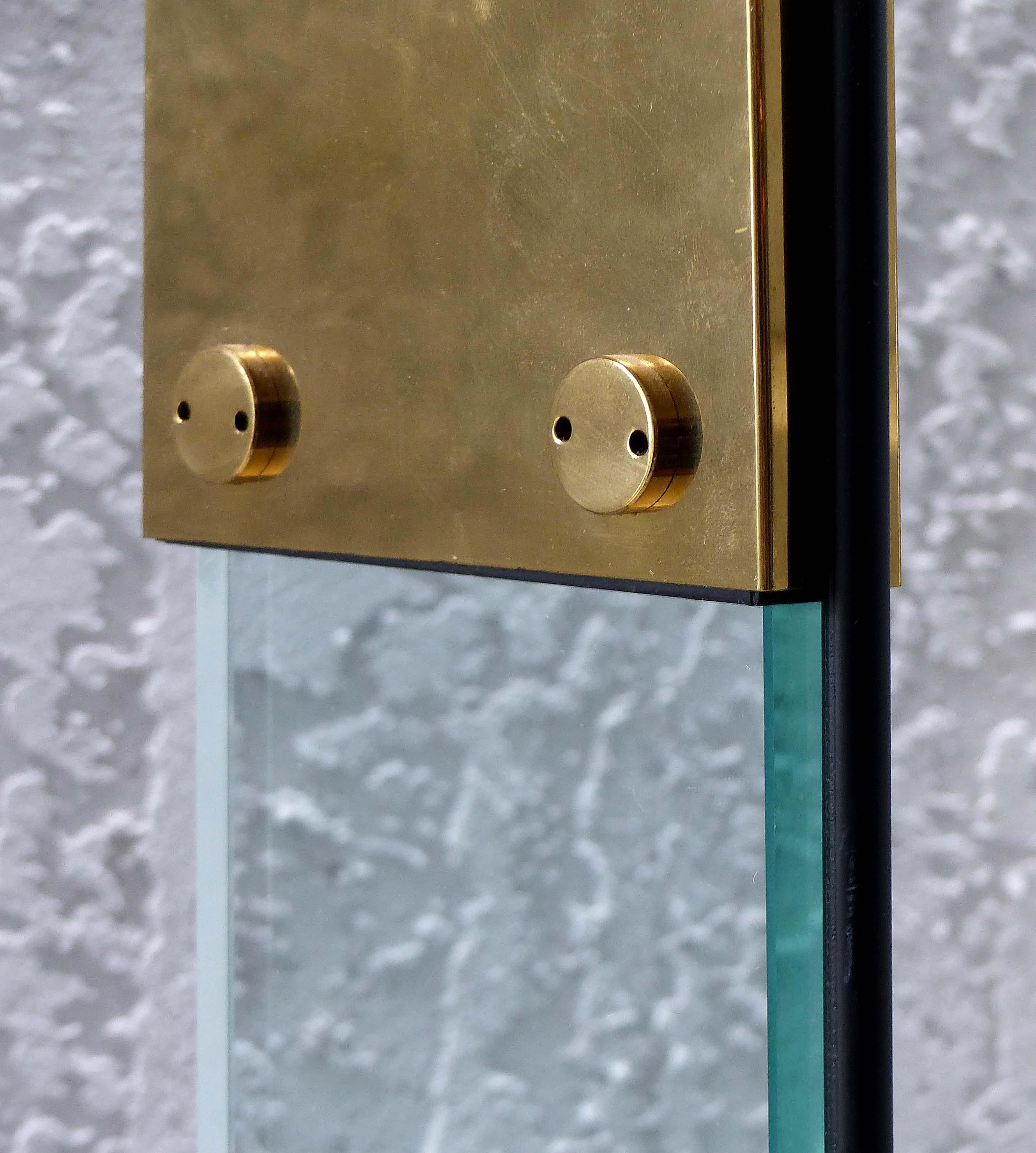 Lampadaire torchère italienne en laiton et verre Mid Century 2