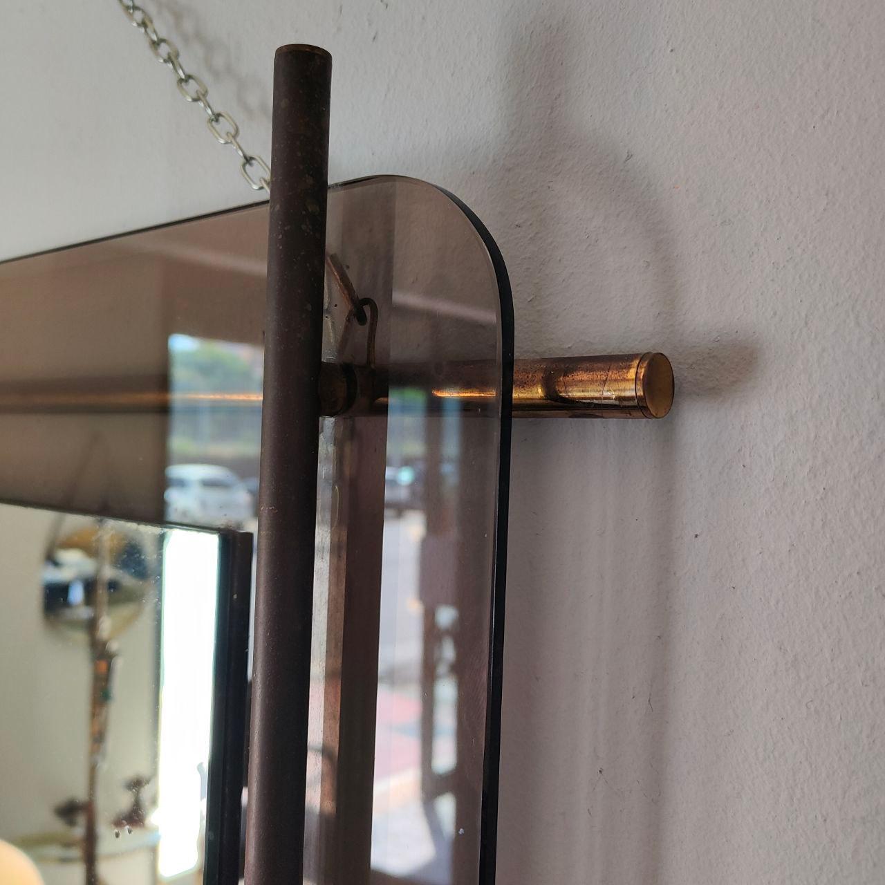 Italian brass and glass mirror by Renato Zevi for Metalarte, 1970s For Sale 6