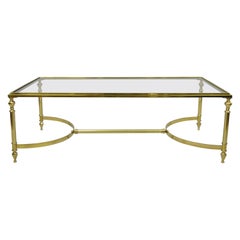 Italian Brass and Glass Neoclassical Labarge Style Rectangular Coffee Table