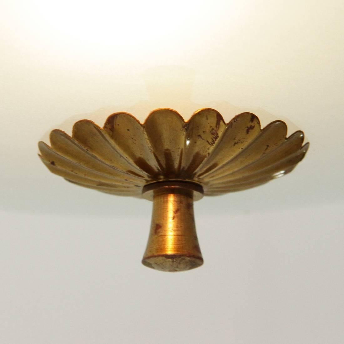 Italian Brass and Glass Pendant Lamp, 1940s 2