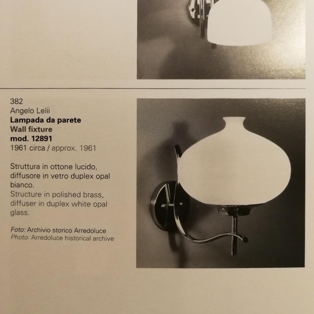 Italian Brass and Glass Sconce Mod.12891, A. Lelii, 1961 2