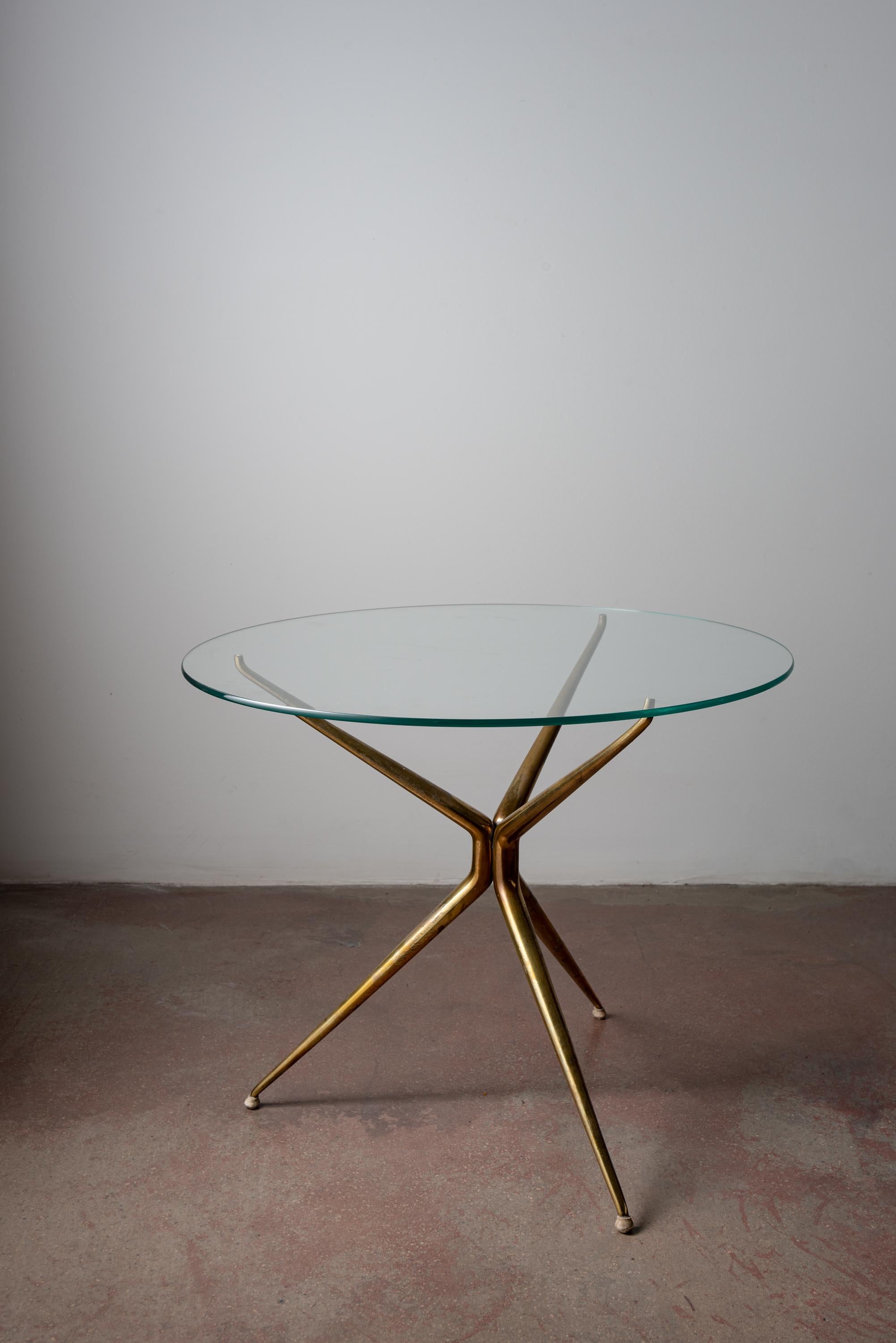 Italian Brass and Glass Side Table In Good Condition In Los Angeles, CA