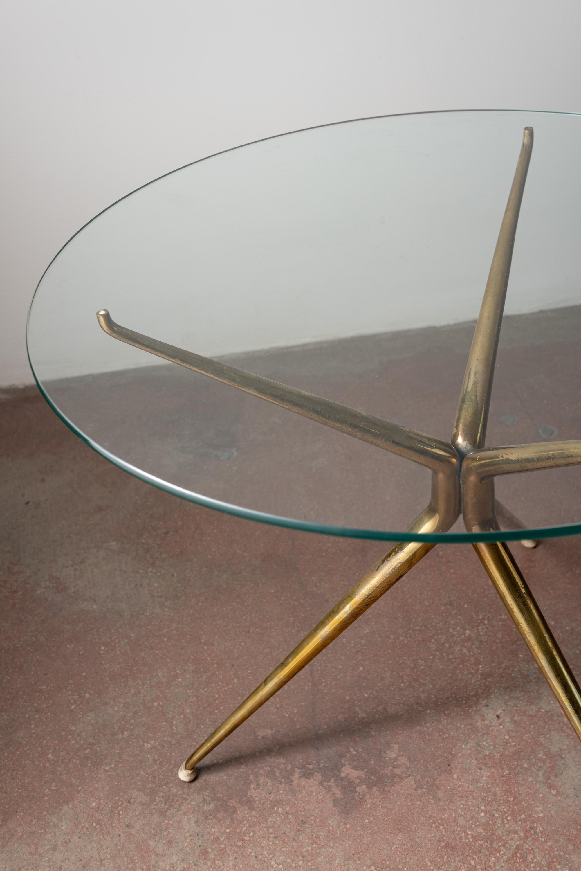 Mid-20th Century Italian Brass and Glass Side Table