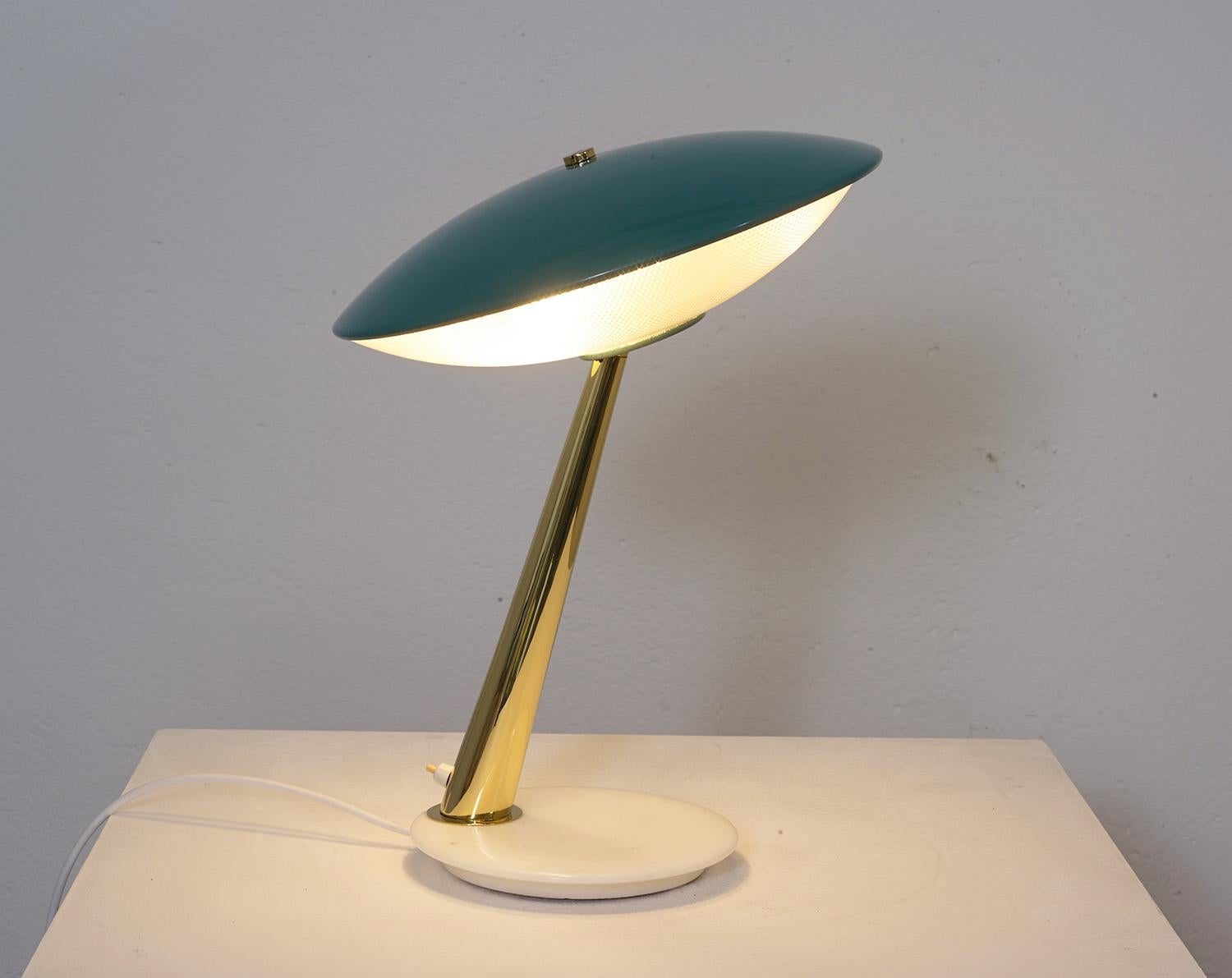 Italian Brass and Glass Table Lamp by Giuseppe Ostuni for Oluce, 1950 2