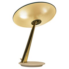 Vintage Italian Brass and Glass Table Lamp by Giuseppe Ostuni for Oluce, 1950
