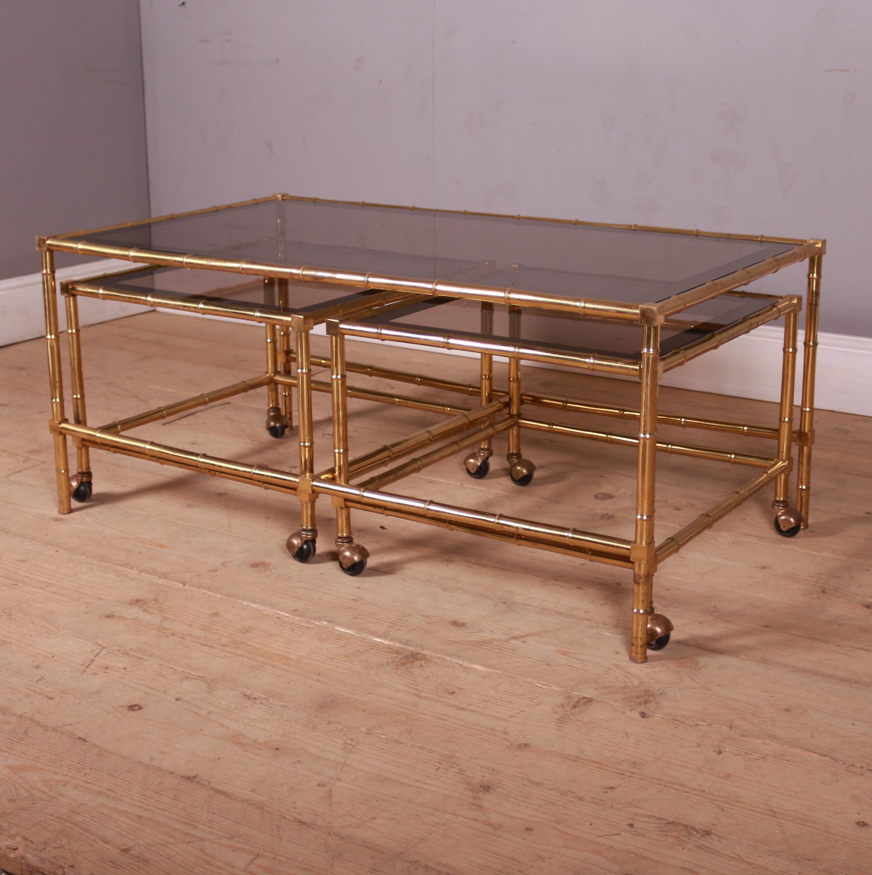 Italian Brass and Glass Tables For Sale 9