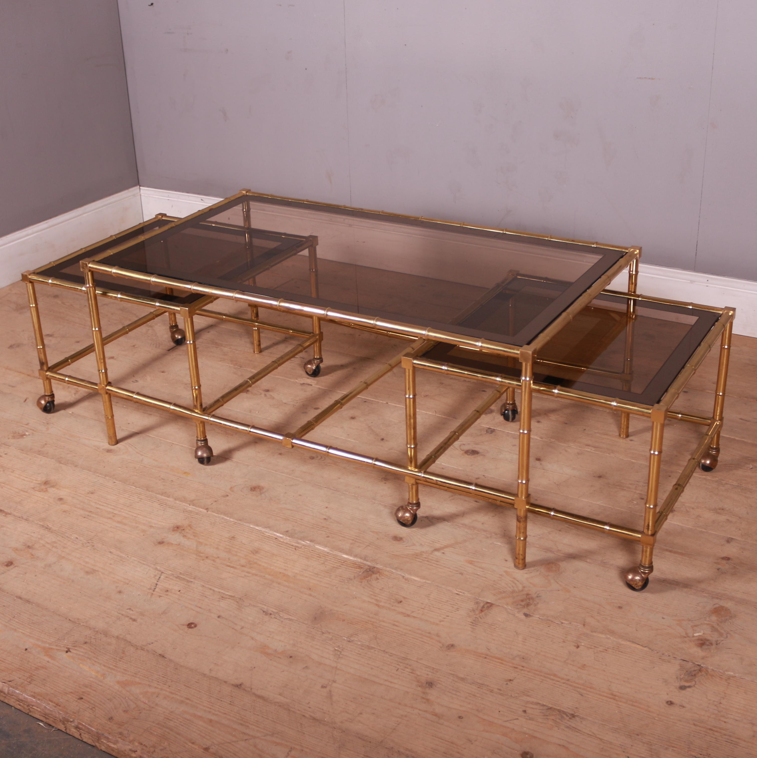 Italian Brass and Glass Tables For Sale 10