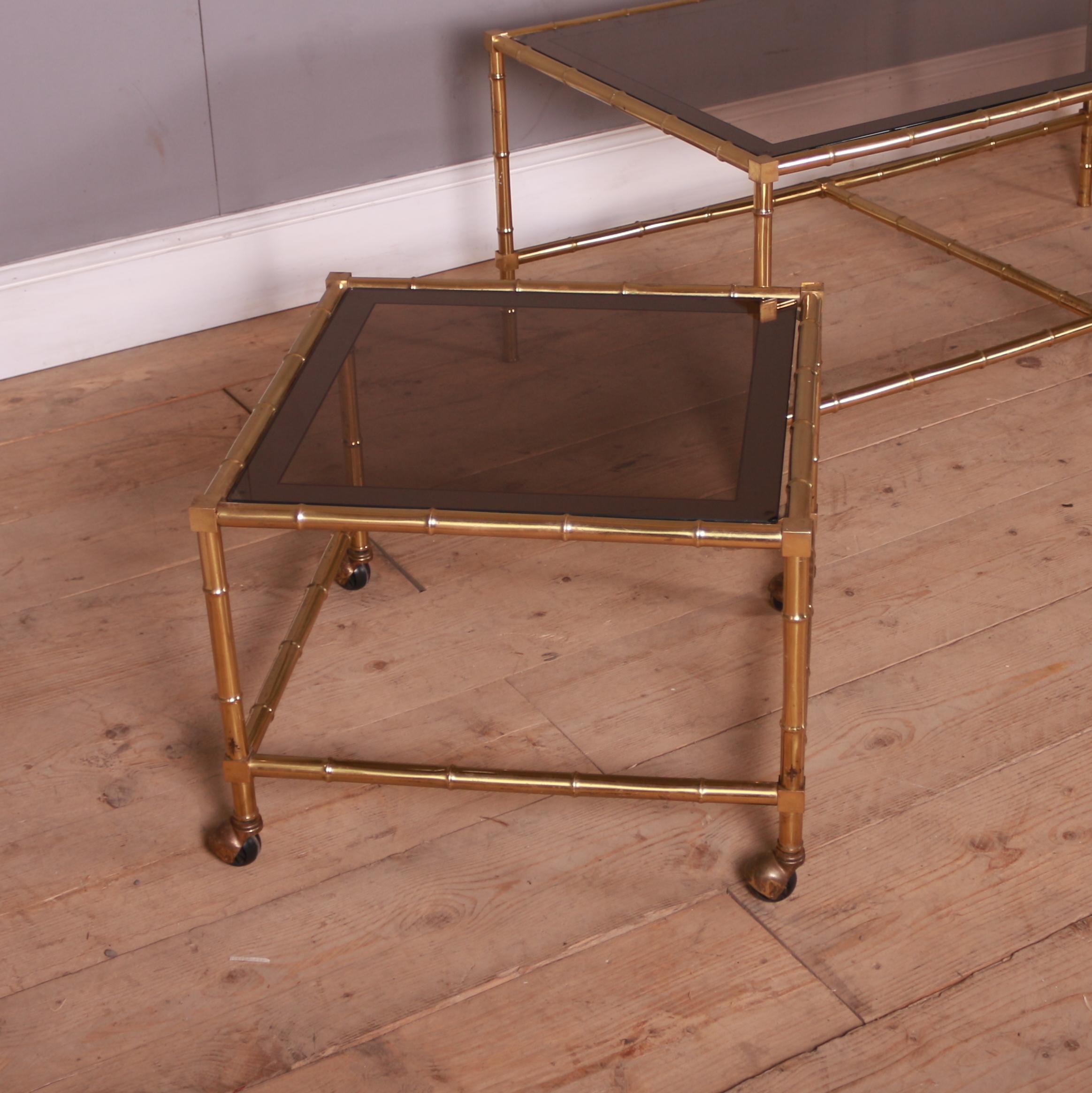 20th Century Italian Brass and Glass Tables For Sale
