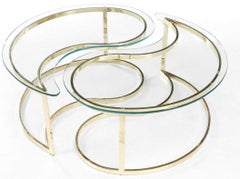 Mesa de centro italiana Yin Tang de latón y cristal