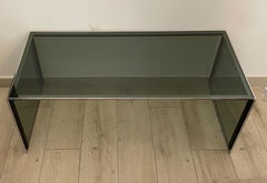 Italian Brass and Green Glass Side Table, 1970s