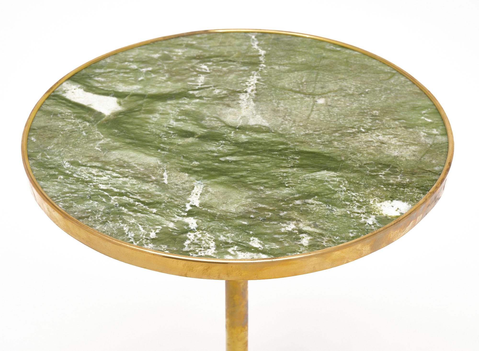 Italian Brass and Green Marble Side Tables In Good Condition In Austin, TX