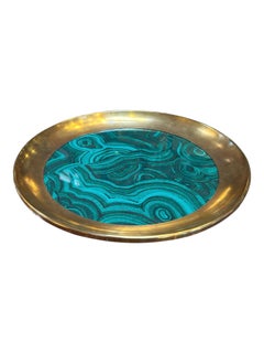 Italian Brass and Green Swirl Tray